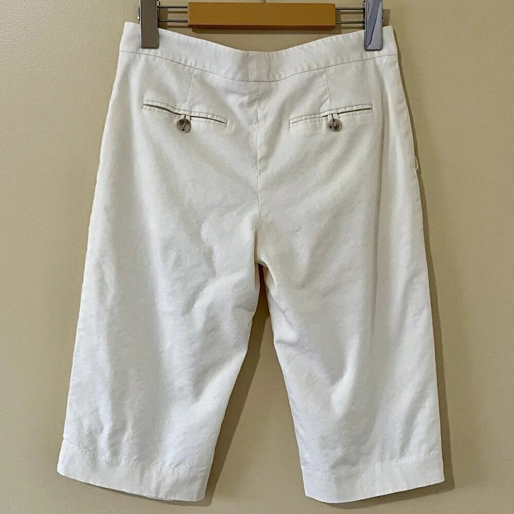 Club Monaco| Cool Summer Wool Culotte Pant Ivory Minimalist Cropped Capri Sz 0 - Picture 4 of 6